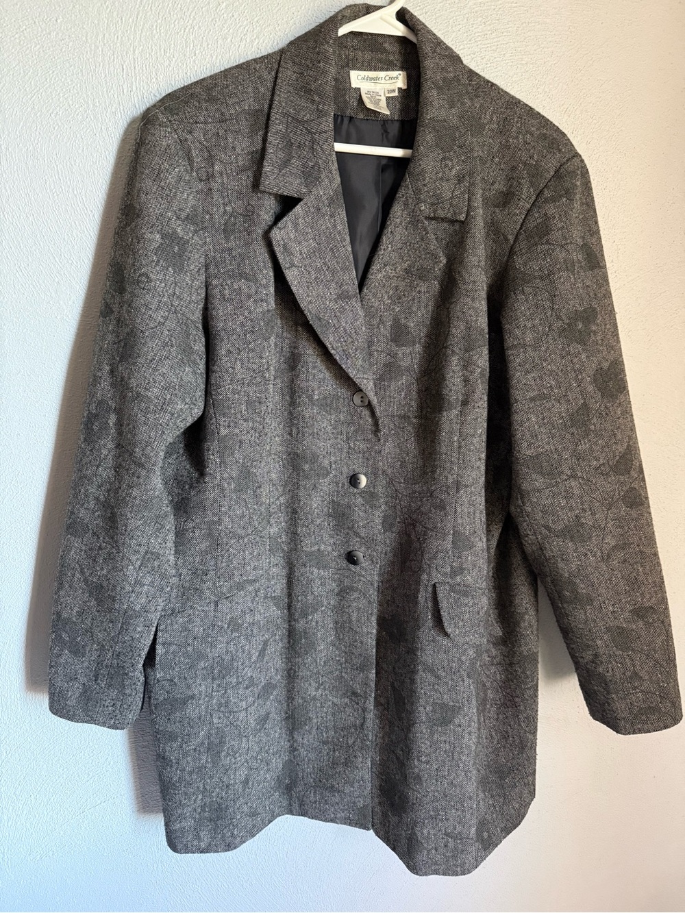 Coldwater Creek Gray Patterned Long Blazer